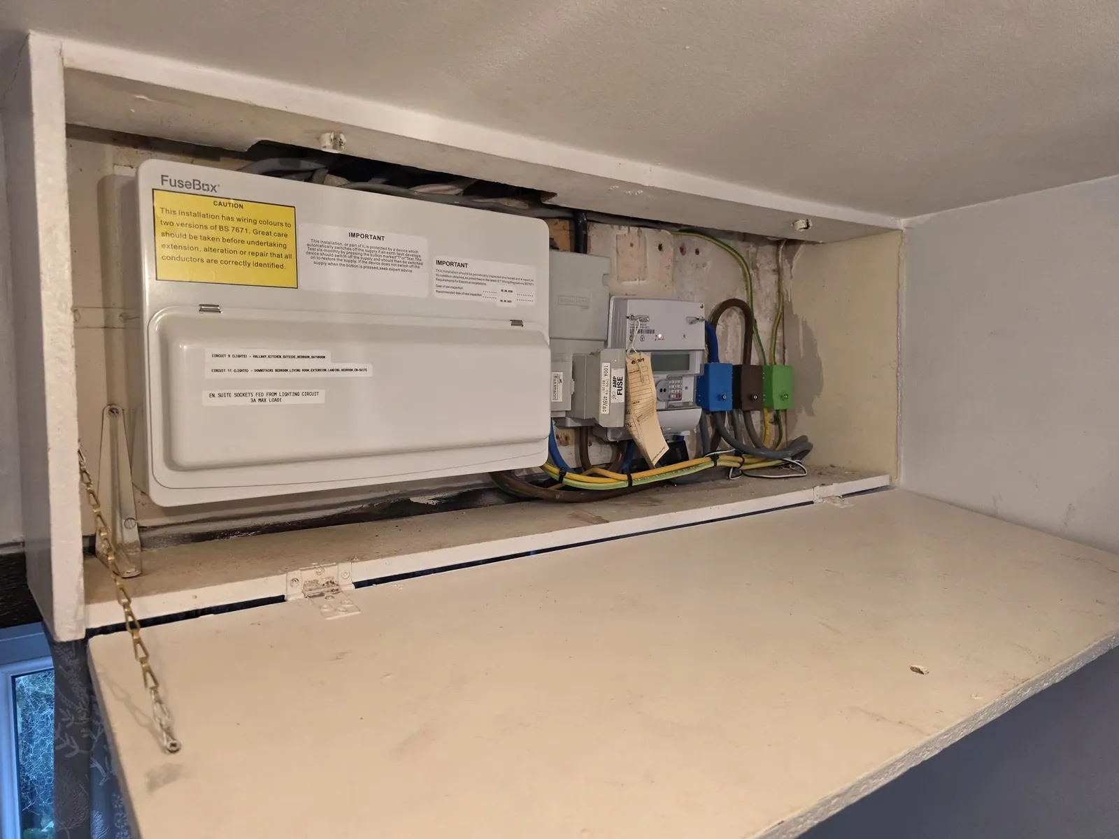 Consumer unit installed next to the electricity meter