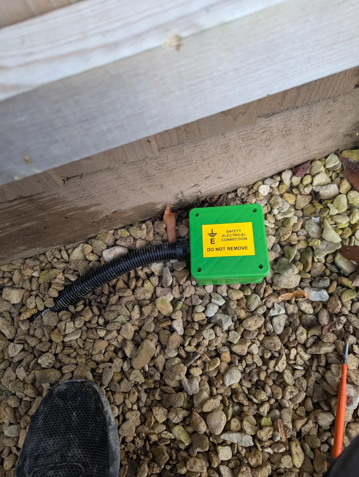 Earth electrode enclosure fitted outside a property as part of new earthing